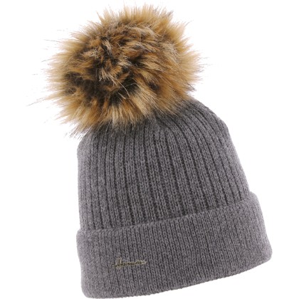 bonnet pompon fausse fourrure femme
