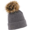 bonnet pompon fausse fourrure femme