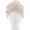 Bonnet turban en maille uni croisé sur l'avant doublé plush