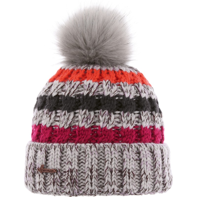 bonnet enfant pompon rayures