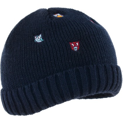Bonnet uni en maille avec broderie doublé micro plush