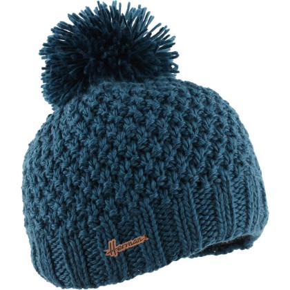 Bonnet tricot uni avec pompon doublé plush