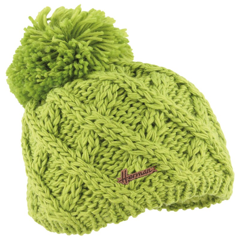bonnet enfant en maille torsade coloris vert anis