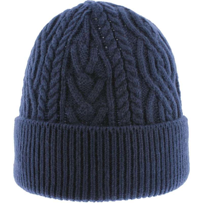 Men's plain twisted beanie with turn-up Men's plain twisted beanie with turn-up