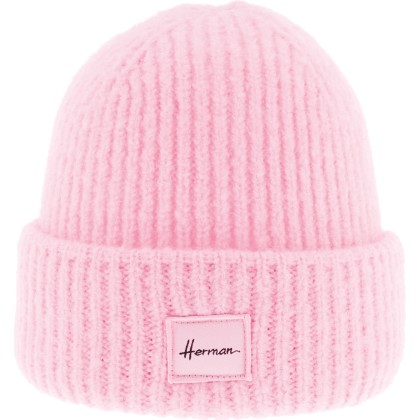 Bonnet enfant grosse maille uni avec badge et revers