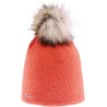 Very soft plain nylon hat with faux fur pompom