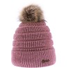 Bonnet enfant uni avec pompon en fausse fourrure doublé plush