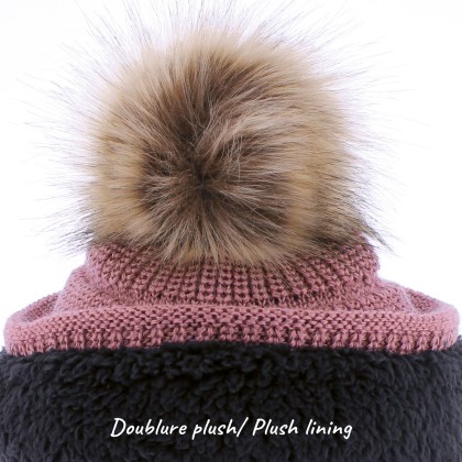 bonnet enfant en maille et doublure en plush