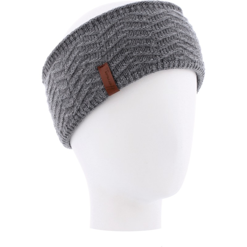 bandeau hiver herman en maille chevrons gris