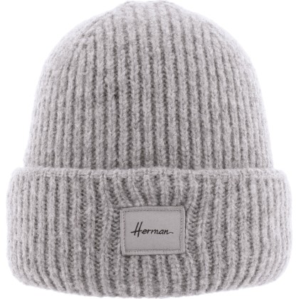 Bonnet enfant grosse maille uni avec badge et revers