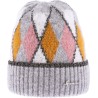 Diamond pattern beanie with lurex and cuffs