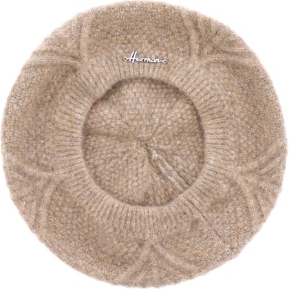 Women's beret in acrylic with a flower design on the top