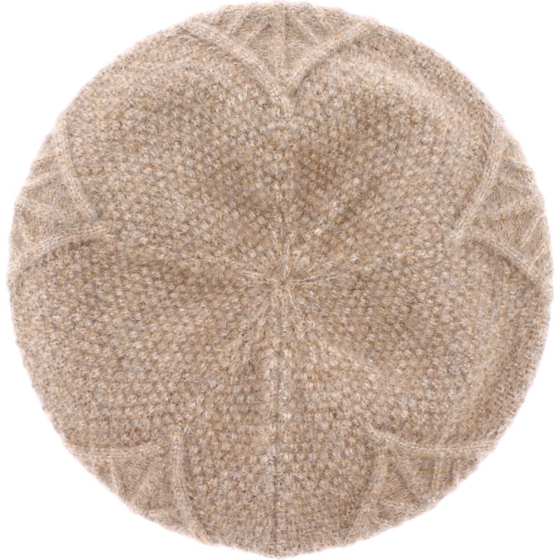 Women's beret in acrylic with a flower design on the top Women's beret in acrylic with a flower design on the top