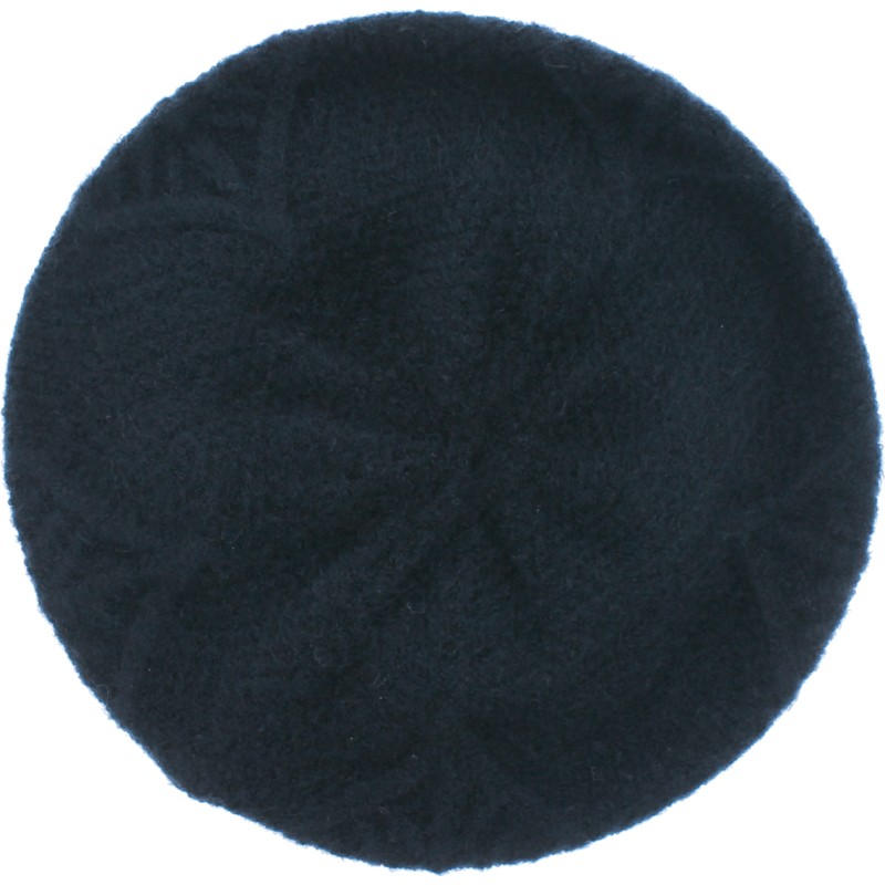 Women's beret in acrylic with a flower design on the top Women's beret in acrylic with a flower design on the top