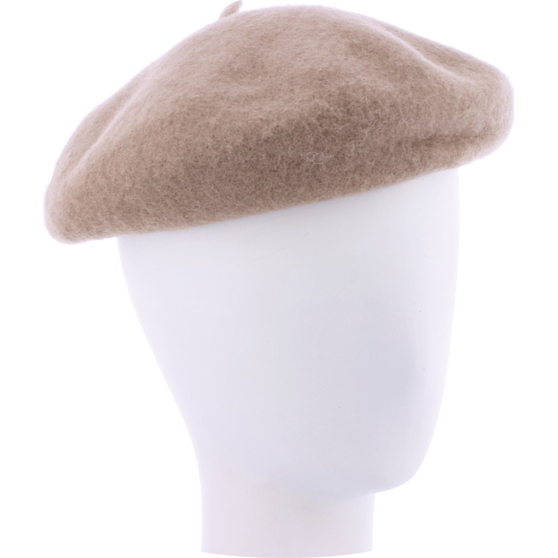 Wool felt beret, with drawstring