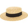 Canotier paille naturelle + gros grain noir