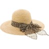 Capeline paille rafia avec foulard léopard