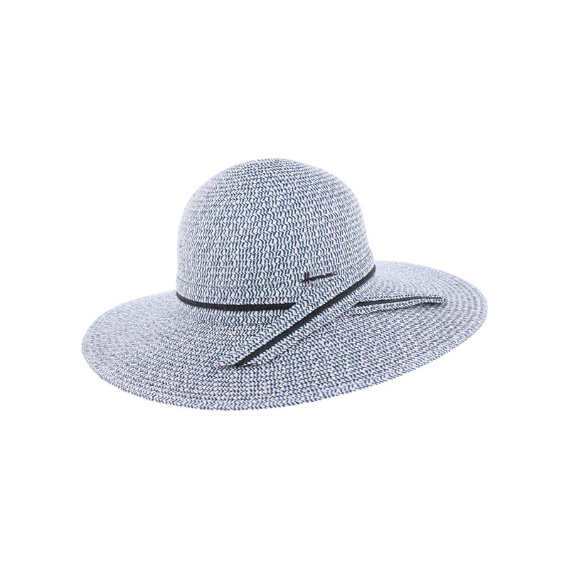 Capeline en paille papier chinée avec ceinture ton sur ton
